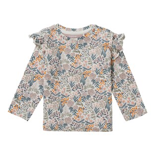 Shirt langarm Blumen Rüsche