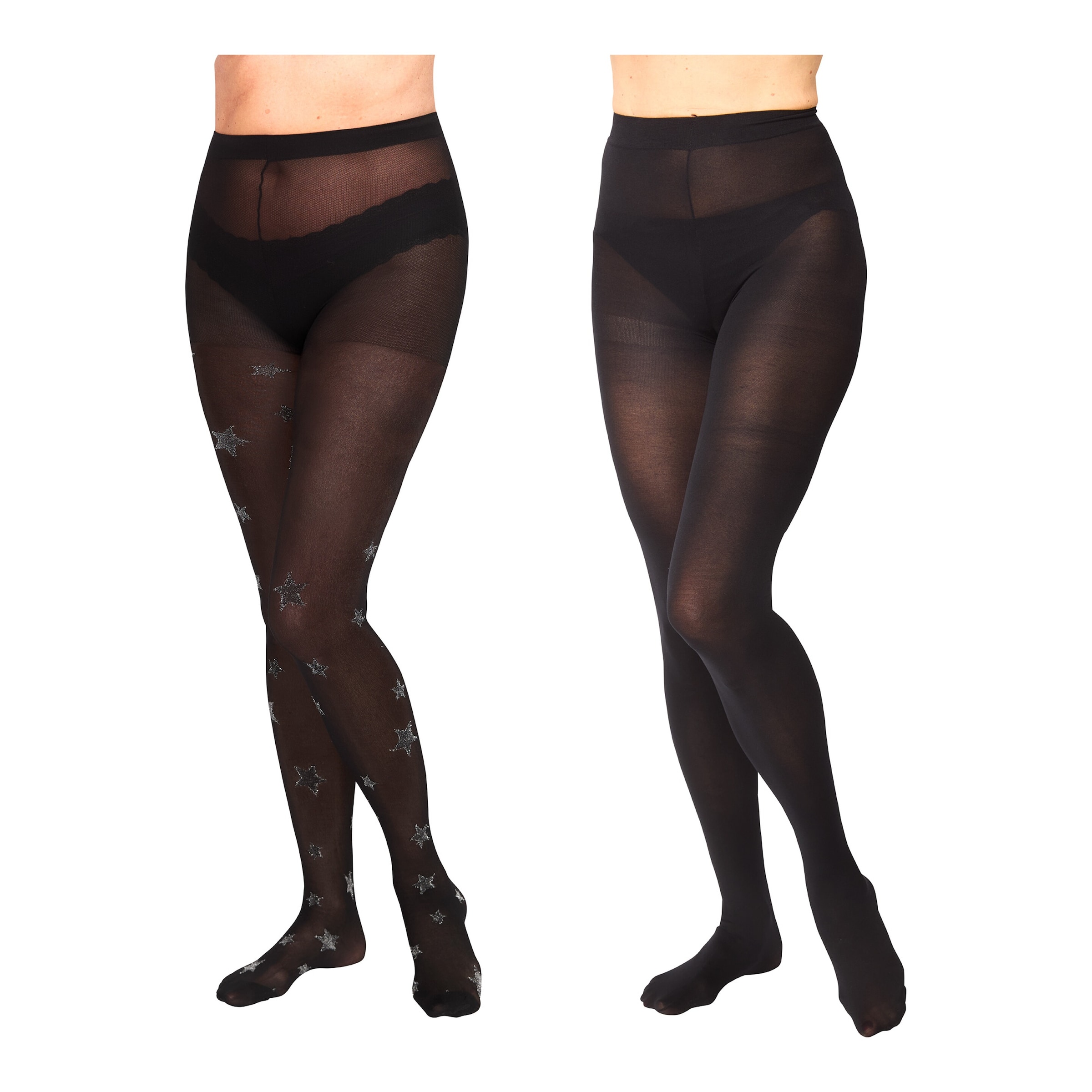 Strumpfhose „Stern & uni“, 2 Stück schwarz L