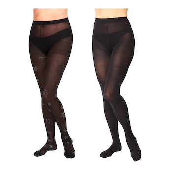 Collants «Étoiles/uni», 2 paires