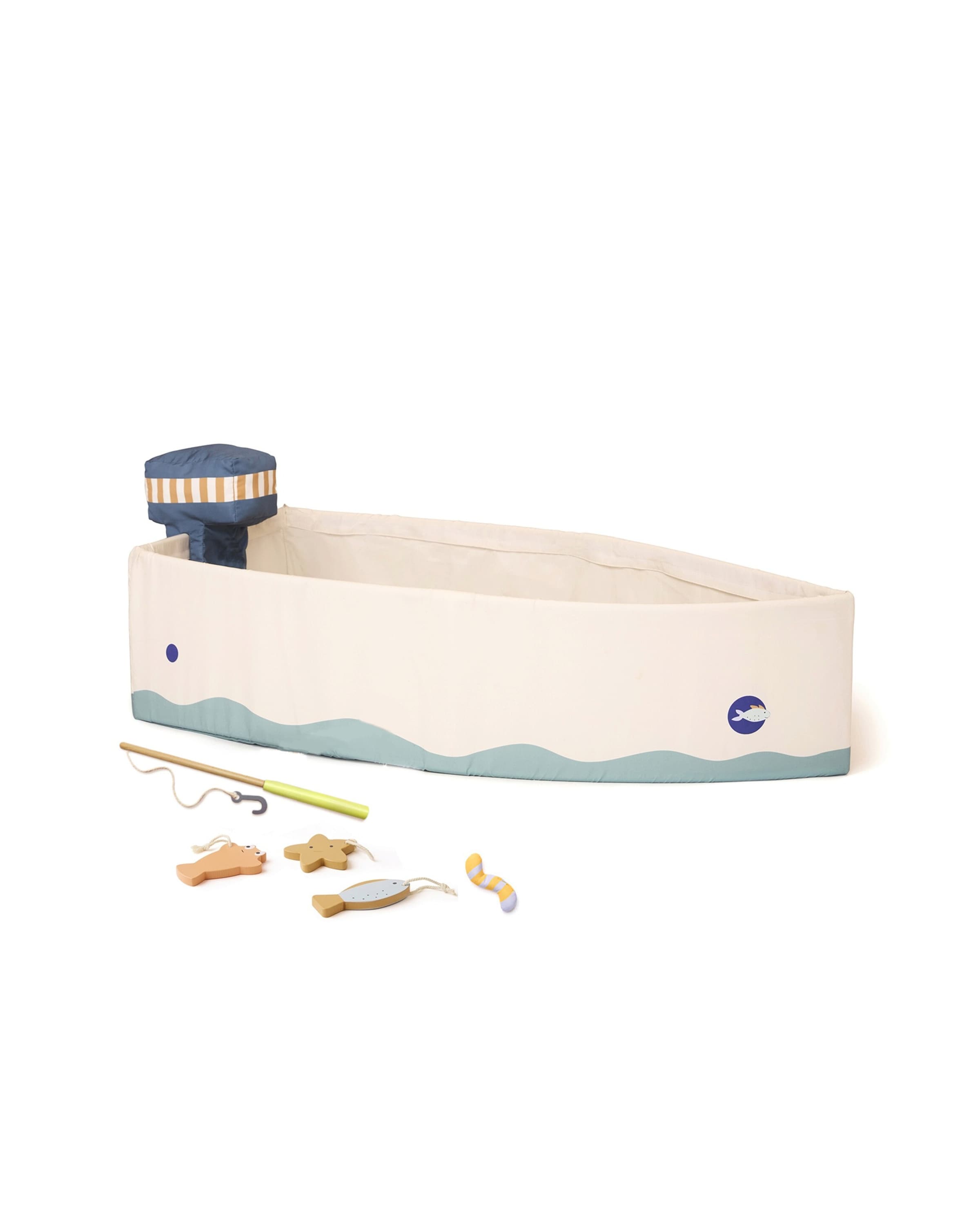 Kids Concept Fischerboot aus Stoff mit Angelset