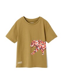 T-Shirt Jungen mit Tiger-Print, mit Recycling-Baumwolle