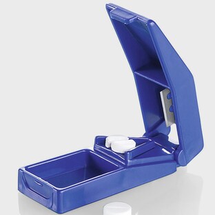 1 bleu Petit Coupe-Pilule,Boîte de Comprimés de Médicament de Voyage, Avec  Lame Tranchante Portable
