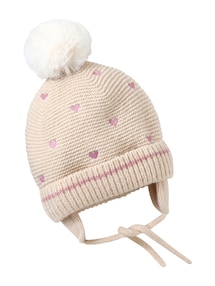Baby Set: Mütze, Snood und Fäustlinge mit Herzstickerei