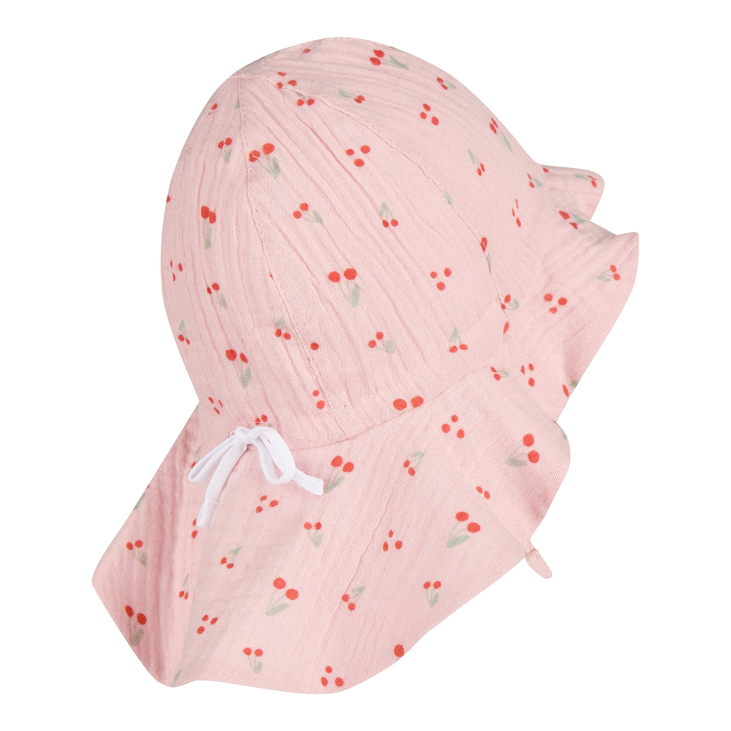 Musselin-Sonnenhut mit Nacken- und UV-Schutz Kirschen