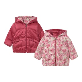 Wende-Steppjacke mit Kapuze Blumen