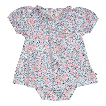 Bodykleid kurzarm Puffärmel Blumen