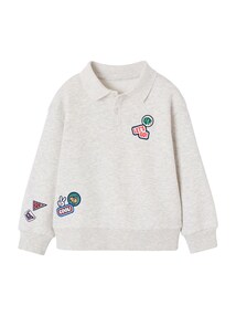 Jungen Sweatshirt mit Polokragen und Aufnäher
