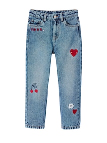 M‰dchen Mom-Fit-Jeans mit Blumenstickerei, Bundweite verstellbar