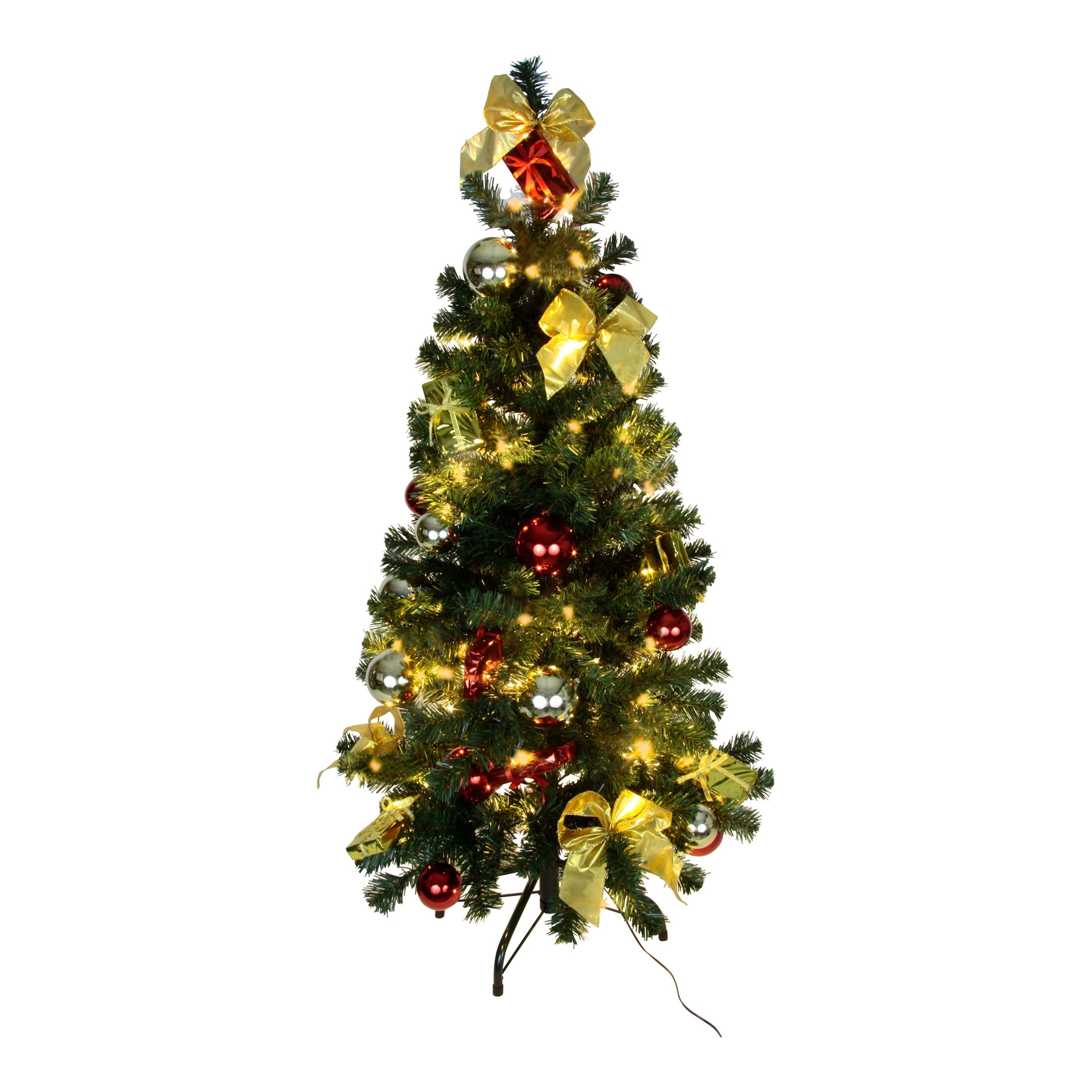 Künstlicher Weihnachtsbaum mit LED-Beleuchtung, geschmückt