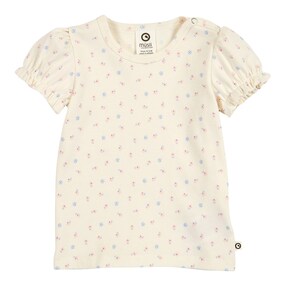 T-shirt à manches bouffantes fleurs côtes