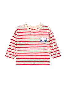 Gestreiftes Baby Langarmshirt mit Druckknöpfen hinten aus Bio-Baumwolle