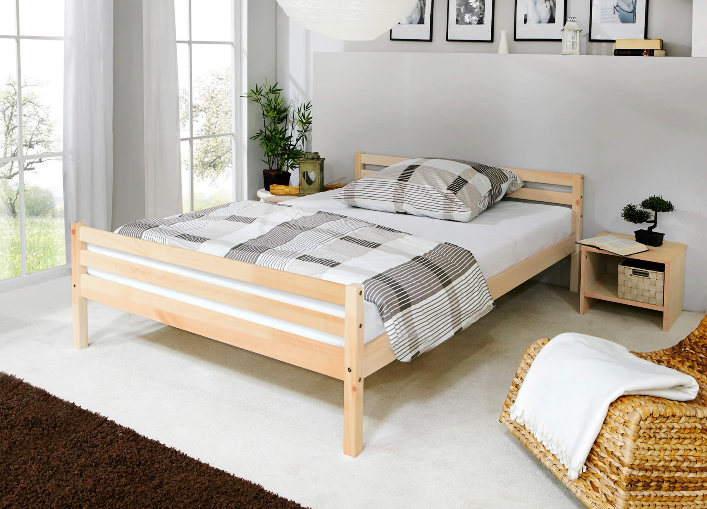 Ticaa Einzelbett Doppelbett Nadine 140x200 Kiefer
