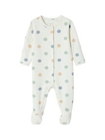 Bio-Kollektion: Baby Strampler aus getupftem Jersey