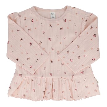 Shirt langarm Blumen Rüschen Rippqualität