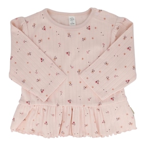 Shirt langarm Blumen Rüschen Rippqualität