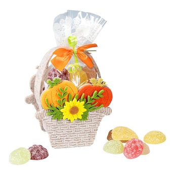 Panier d'automne garni de mini pâtes de fruits, 75 g