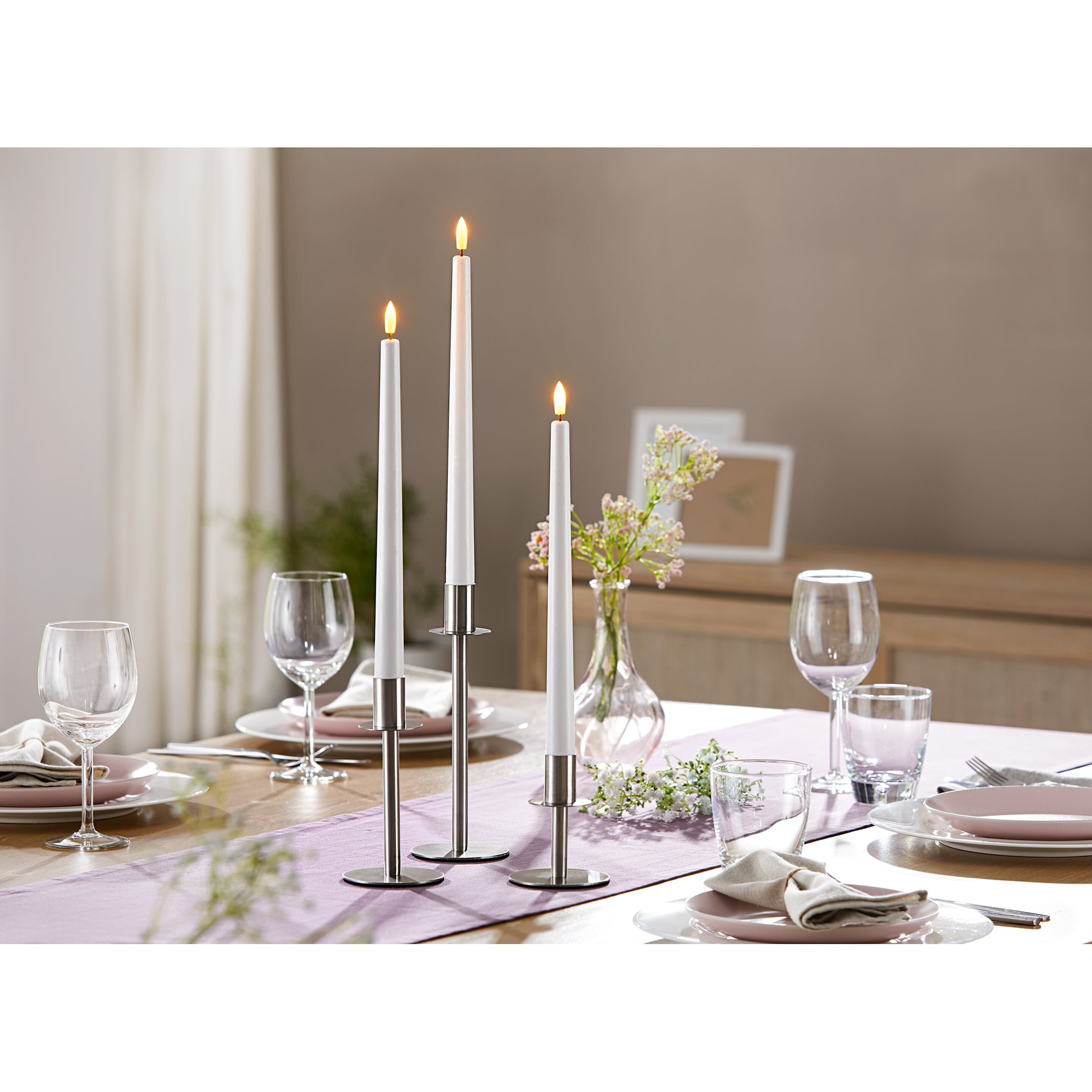 LED-Echtwachskerzen, 3 Stück