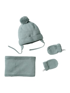 Jungen Baby-Set: Mütze, Rundschal & Fäustlinge BASICS