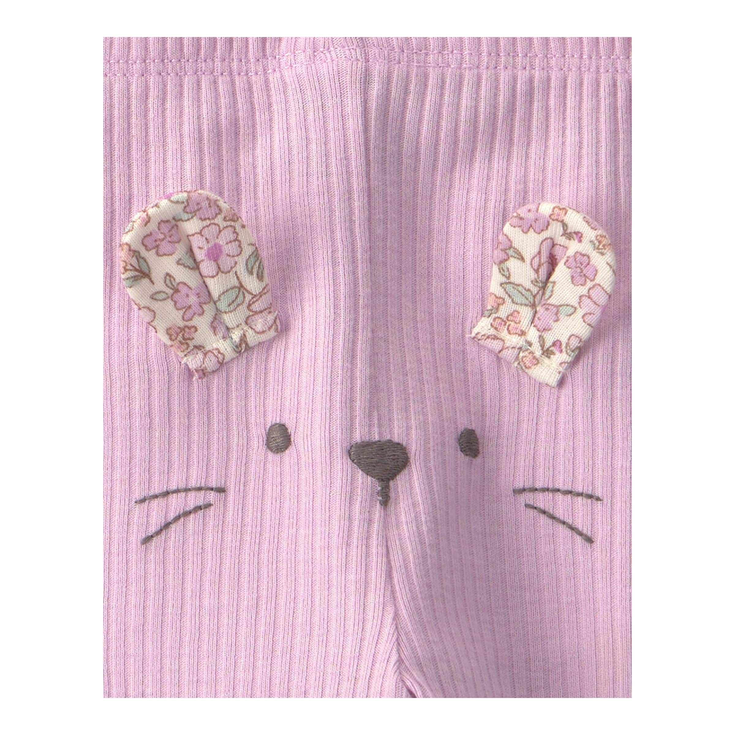 3-tlg. Set Body kurzarm, Body langarm und Leggings Blumen Rippqualität