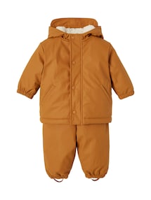 Baby-Set: Thermo-Regenjacke mit Webpelz und Matschhose, Recycling-Polyester