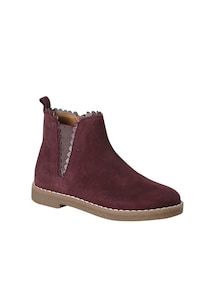 Mädchen Leder-Boots mit Zierborte, Reißverschluss und Gummizug-Einsatz