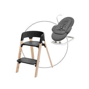 Ensemble chaise haute avec transat Bouncer