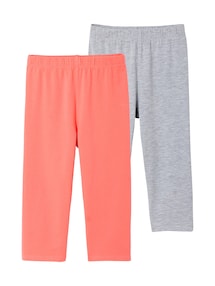 2er-Pack Mädchen 3/4-Leggings BASIC