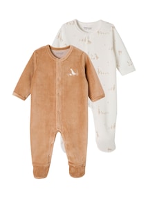 2er-Pack Baby Samtstrampler mit Bio-Baumwolle
