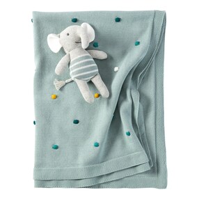 Babydecken-Set mit Greifling Elefant 80x100 cm