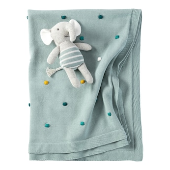 Babydecken-Set mit Greifling Elefant 80x100 cm