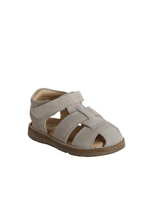 Geschlossene Baby Klett-Sandalen aus Leder, flexible Sohle