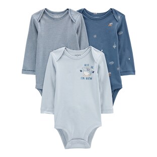 3er-Pack Bodys langarm Ringel Dino