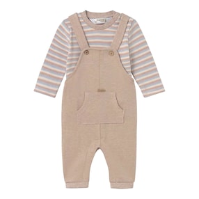 2-tlg. Set Pullover Ringel und Latzhose mit Tasche Feinstrick
