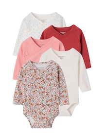5er-Pack Baby Wickelbodys mit langen Ärmeln Bio-Baumwolle