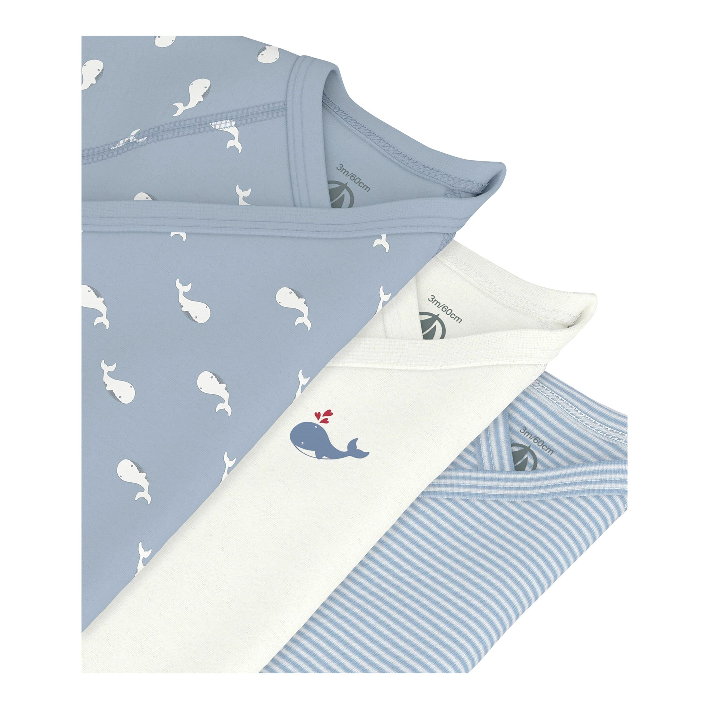 3er-Pack Wickelbodys kurzarm Ringel Wale