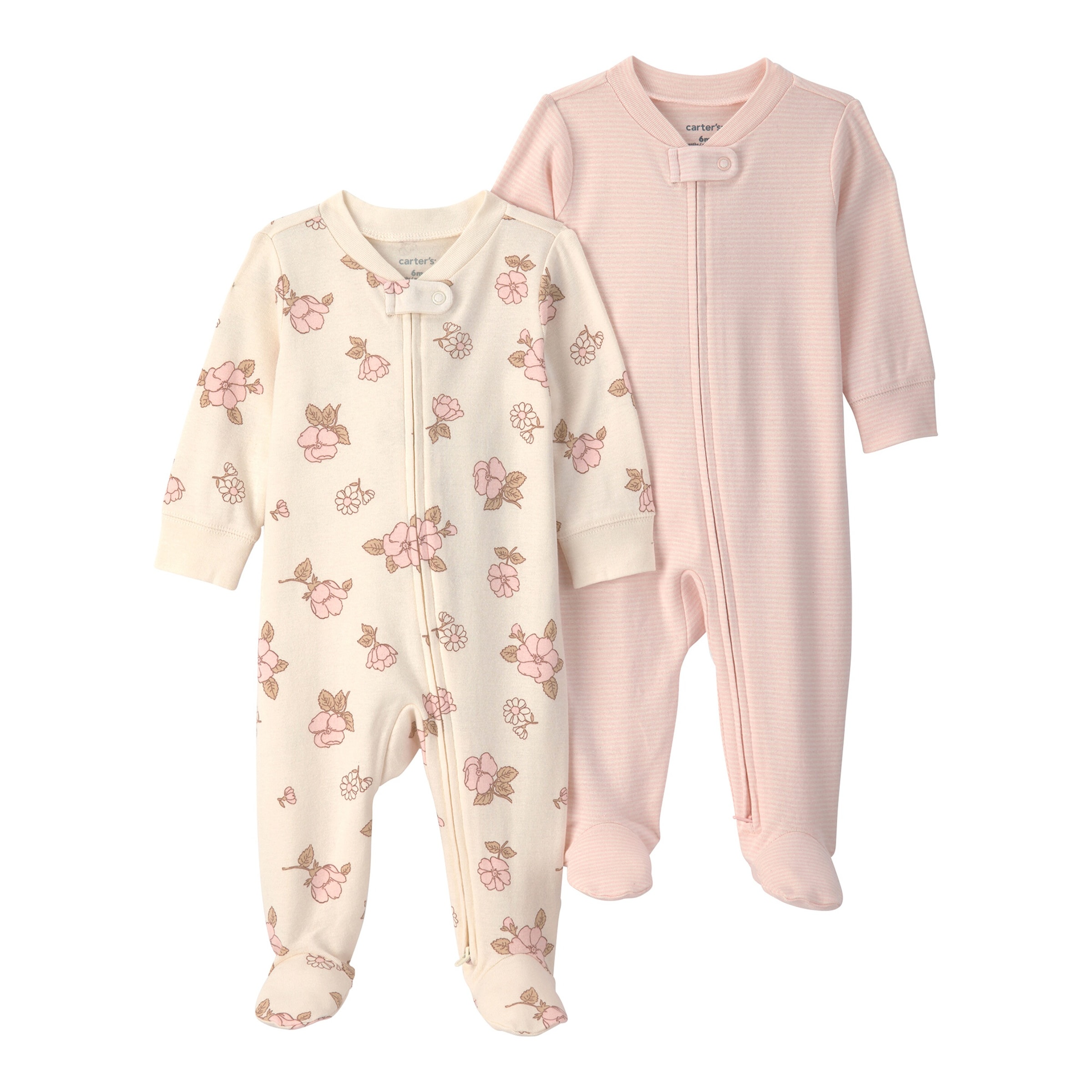 Carter's 2er-Pack Schlafoveralls mit Fuß Blumen Ringel