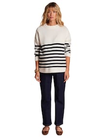Gestreifter Umstandspullover, Oversize-Schnitt