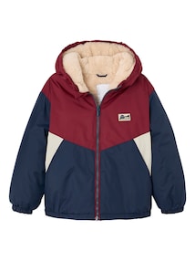 Übergangsjacke mit Kapuze und Teddyfleece-Futter Colorblock