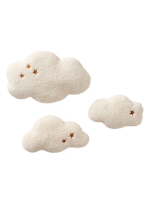 3er-Set Wanddeko WOLKEN Teddyfleece Kinderzimmer
