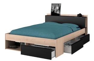 Doppelbett "Most" Eiche Jackson / schwarz