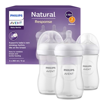 Lot de 3 biberons Natural Response, 260 ml, à partir d’1M