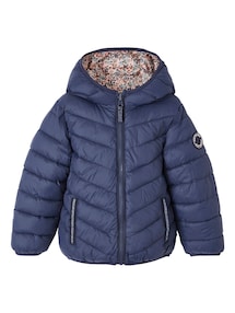 Wende-Steppjacke mit Kapuze Mädchen, Recycling-Polyester