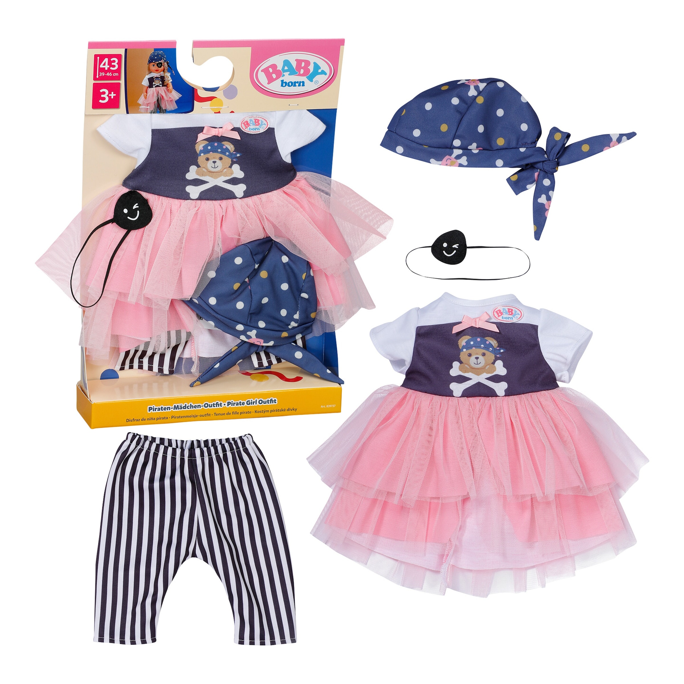 Zapf Creation Baby Born Puppen Outfit Piratenmädchen 43cm