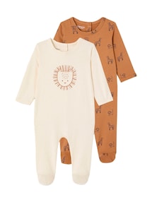 Bio-Kollektion: 2er-Pack Baby Strampler SAFARI