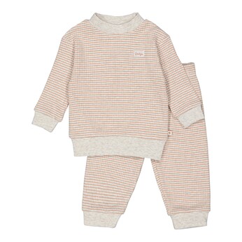2-tlg. Set Sweatshirt und Jogginghose Waffelpiqué-Optik