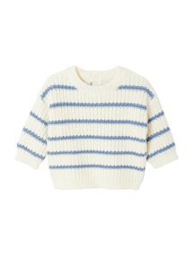 Streifenpullover Baby mit Knöpfen hinten