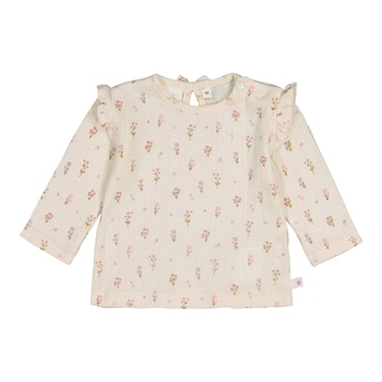 T-shirt ajouré manches longues fleurs ruchés