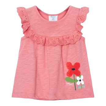 T-Shirt Flügelarm Blumen Lochstickerei