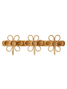 Wandgarderobe aus Rattan mit 3 Blumen-Kleiderhaken, Kinderzimmer