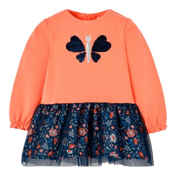 Kleid langarm Pailletten-Schmetterling Blumen 